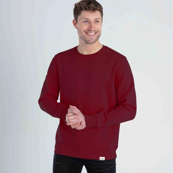 Wine red organic crewneck male front