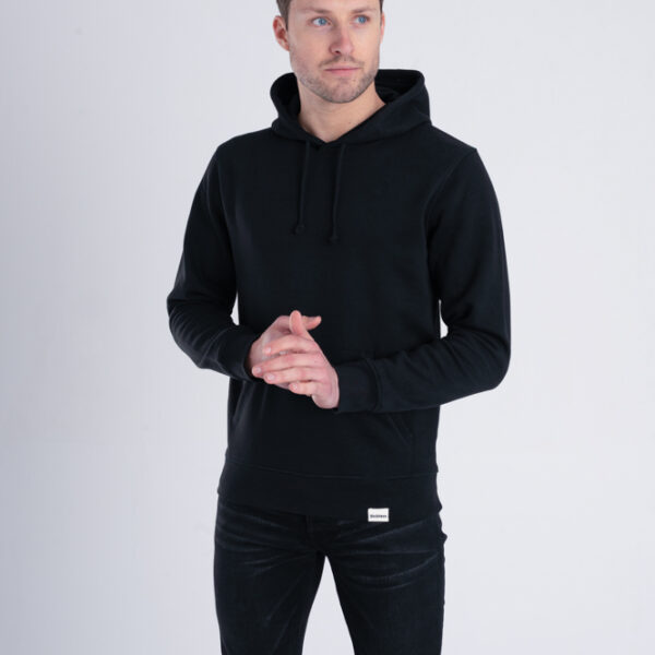 Duurzame hoodie trui Zwart voorkant man
