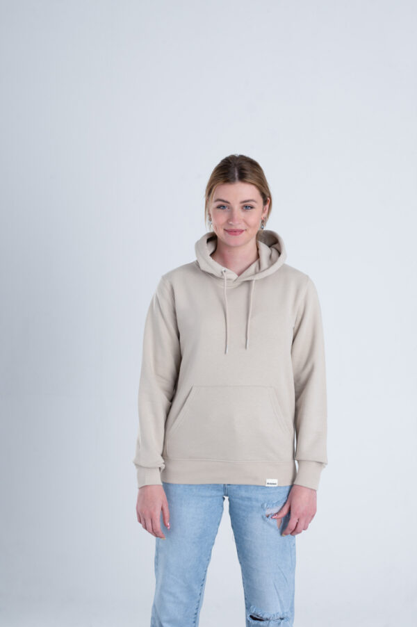 Duurzame premium hoodie trui Zandkleurig voorkant
