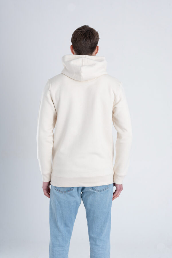 Duurzame premium hoodie trui Gebroken wit (ruw) achterkant man