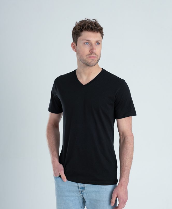 3-Pack Organic V-neck T-shirts Black - Stricters
