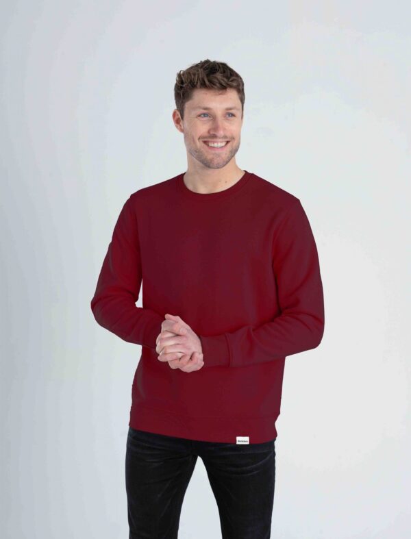 Wine red organic crewneck male front