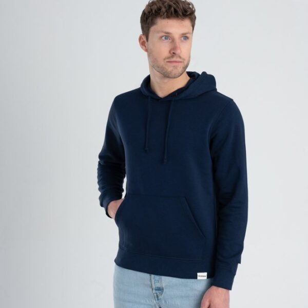 Duurzame hoodie trui Marineblauw voorkant man