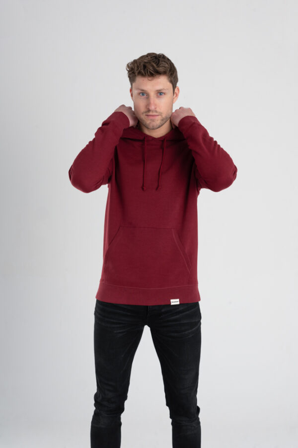 Duurzame hoodie trui Bordeaux rood voorkant man
