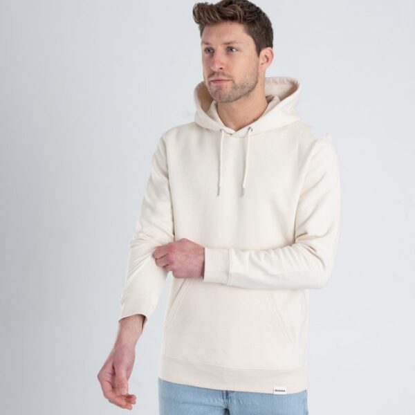 Duurzame premium hoodie trui Gebroken wit (ruw) voorkant man