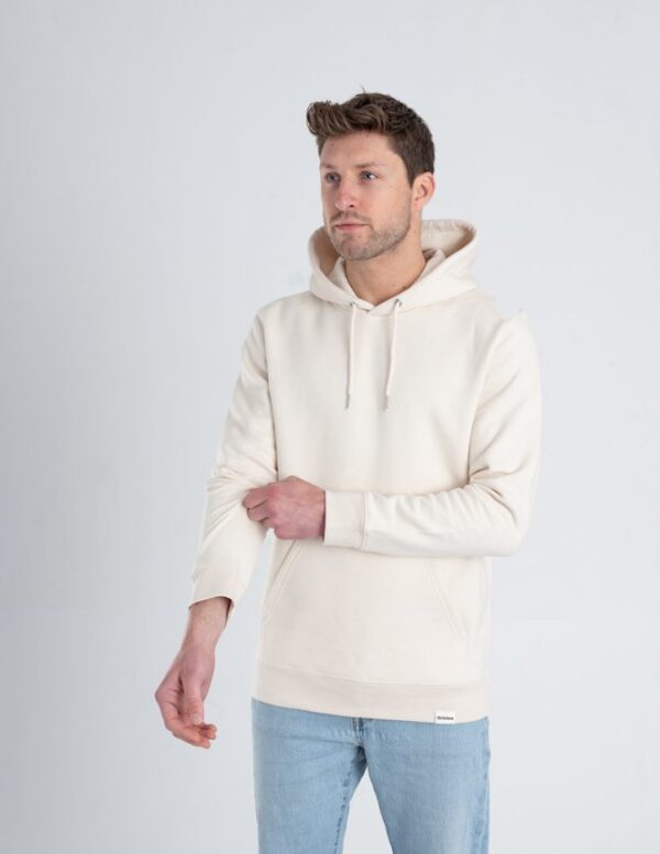 Duurzame premium hoodie trui Gebroken wit (ruw) voorkant man